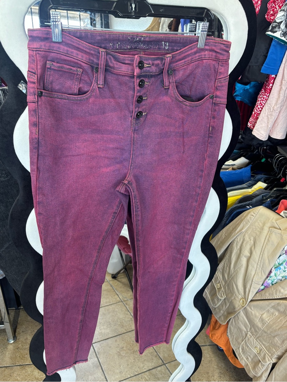Wildfox Magenta Skinny Jeans with Button-Fly